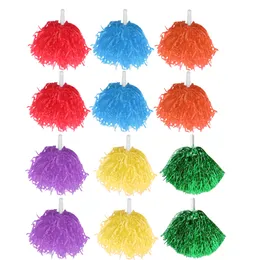 Andra sportartiklar 12st Sporttillbehör 50g Cheerleading Poms Pom Squad Spirited Shiny Cheer Girl Med Handtag för Sports Dance 230704