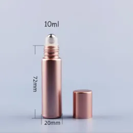 5 ml Roll-On-Parfümflasche, Glas-Metall-Rollerball, Duftbehälter für ätherische Öle, 10 ml, Roségold, Top-Qualität