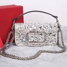 Designer Diamond Bag Handbag Chain Shoulder Crossbody Bag Metallic Letter Magnetic Buckle Opening Closing Artificial Diamond Removable Sliding Chain Fashion