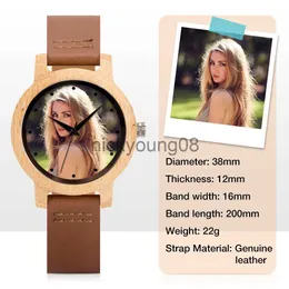 Armbanduhren, personalisiertes Foto für Männer und Frauen, einzigartiges Holzarmband, individuelle Gravur, Geschenk für Paar, Freund, Weihnachten 2022, 0703