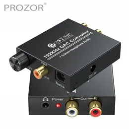 Anslutningar Digital till analog omvandlare 192KHz DAC Volymkontroll Koaxial SPDIF Toslink till analog Stereo L/R RCA 3,5 mm Jack Audio Adapter