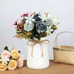 Suszone kwiaty 27 cm sztuczna herbata Rose Rose Home Wedding Walentynki Dekoracja ręcznie robiona kreatywna butik Fake