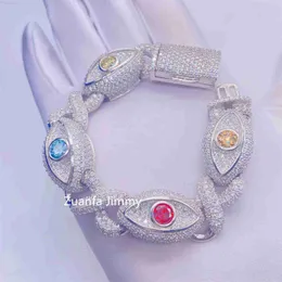 Joyas de diseñador Nuevo diseño Estilo de moda Brillante Iced Out Rapper Jewelry 15mm VVS1 Baguette Moissanite Evil Eyes Pulsera