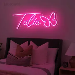 Luci notturne Nome personalizzato Neon Pink Sala giochi Kid Compleanni Regalo per ragazze Camera da letto Decorazioni da parete Segno luminoso a LED Dropshipping HKD230704