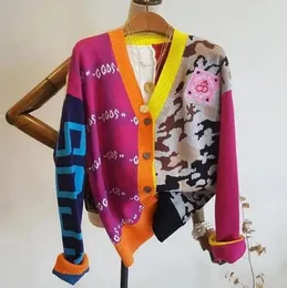 Nuevo suéter de mujer Diseñador de la marca Rainbow All Over Printed Sweater Coat Loose Outwea