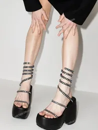 Para plataforma robusta cunha sandálias Women Women Torthle Strap Goth Gothic Fashion Shoes Woman Summer Tamanho grande Fic IC