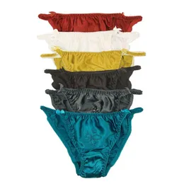 Natural Silk Women's String Bikinis Panties W Cotton Crotch Economic Pack of 6 US S M L XL XXL311B