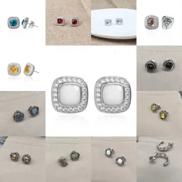 Elegant Ladies Earrings Inlaid with Square Zircon Stud Vintage Jewelry for Women Wedding Party Banquent Gift Red