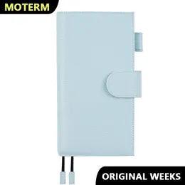 Notepads Moterm Pebbled Leather Original Weeks Cover for Hobonichi and Skinny Mini Happy Planner with Back Pocket Double Clasps Diary 230703