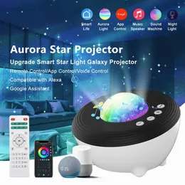 Luzes Tuya Galaxy Wifi Aurora Star Projector Night Light Presentes de Natal Sky Projection Lamp Compatível com Alexa Google HKD230704