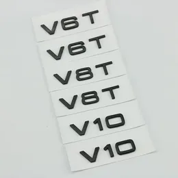 V10 Chrome Gloss Black Logo Badge Sticker for Audi TT RS7 SQ5 A8L رقم الحرف رقم الشعار تصميم السيارة الجذع Trunk Trunk ABS V6T V8T W12