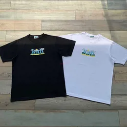 Projektantka moda Tees Tshirts Summer New Product Special Oferta amerykańska czarno -biała Kith Sun Cloud Wzór para krótkiego rękawu bawełna