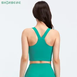 Roupa shinbene hi nuvem racerback longline ginásio sutiãs esportivos topo feminino sexy vneck antisuor acolchoado yoga treino atlético sutiãs colheita topo