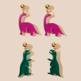 Stud Earrings Colorful Creative Cartoon Acrylic Transparent Dinosaur Pendant 2 Pcs/Set Cute Geometric Jewelry