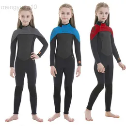 Wetsuits Drysuits 2023 2,5 mm Neoprene Wetsuits Kids Swimwears Dykning kostymer långa ärmar pojkar flickor surfa barn utslag vakter snorkel en bit hkd230704