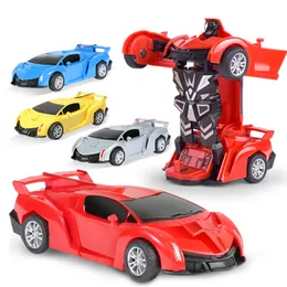 Wholesale small children's cartoon variant model toy car creative hand do one step transformation robot