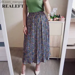 Skirts REALEFT Spring Summer Elegant Floral Leopard Print Tulle Long Pleated Skirts Womens High Waist Loose Chic Skirt Female Z230705