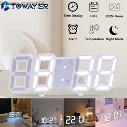 Wall Clocks Towayer 3D Large LED Digital Wall Clock Date Time Celsius Nightlight Display Table Desktop s Alarm From Living Room Z230704