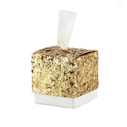 Opakowanie na prezent 50 sztuk złoto srebro kreatywny brokat pudełko cukierków ślub dobrodziejstw i torby na prezenty Party świąteczne materiały do pakowania