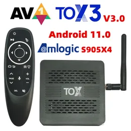 Set Top Box Original TOX3 Smart TV Box Android 11 4GB 32GB Amlogic S905X4 2T2R Dual Wifi 1000M LAN BT4.1 Support AV1 4K HDR Media Player TOX 230703