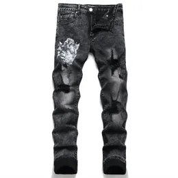 Rip jeans designer jeans woman Mens Jeans Pants Ripped High Street Fashion Brand Pantalones Vaqueros Para Hombre Motorcycle Embroidery Trendy Long Hip Hop With Hole