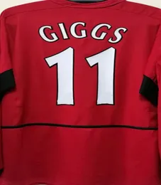 2002 2003 2003 2004 레트로 축구 유니폼 빈티지 클래식 Beckham Giggs Scholes Cantona Camiseta Maillot 축구 셔츠 키트 유니폼 드 롱 슬리브