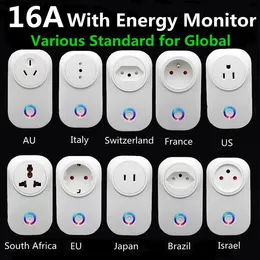 Wtyczki Tuya WiFi Smart Plug 16A UE Brazylia gniazdo z timerem energii energii Monitor SmartLife Kontrola głosu Praca dla Google Home Alexa