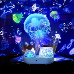 Lampor Galaxy Starry projektorljus med Bluetooth Färgglad Ocean Rotate 3D Musik Nattlampa För barn Baby Julklapp HKD230704