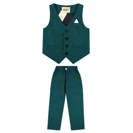 Suits 2019 Spring Autumn Children Vest Pants 2Pcs Clothing Sets Kids Formal Suits Boys Girls Gentleman Wedding Performance costumeHKD230704