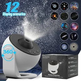 Luzes 12 em 1 Galaxy Star Night Light Projector USB 360 ° Girar Planetário Starry Sky Nights Lâmpada LED para quarto Home Deco Kids Gift HKD230704