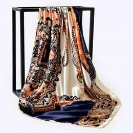 Szaliki kwadratowe szalile mody nadruk head -cloth Color Bandannas Four Seasons 90x90cm Kerchief Luxury Suncreen Silk