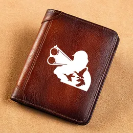 Carteiras masculinas de couro genuíno de alta qualidade Hunters Hunt Sign Printing Short Card Holder Purse Billfold Men's Wallet