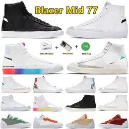 2023 BLAZER MID 77 빈티지 신발 스니커즈 하이 로우 플랫폼 남성 여성 디자이너 카테 쿠 블랙 화이트 네이비 팝콘 폼 태평 태평양 블루 쿰 퀴트 남성 스포츠 스니커즈