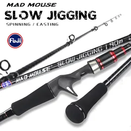 Wędki na łódkę MADMOUSE slow jigging rod japonia części fuji 1.9M 12kgs waga przynęty 60-150g pe0.8-2.5 wędka do łodzi spinning/casting wędka oceaniczna 230703