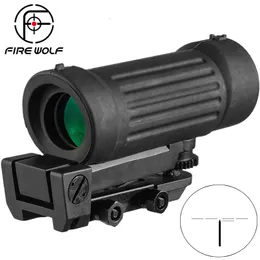 Mira de rifle de airsoft de fibra 4x45 4x Fire Wolf com trilho Picatinny de 20 mm para mira de rifle de caça