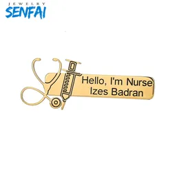 Pins Brooches Senfai Custom Stethoscope Stainless Steel Brooch for Nurse Doctor Jewelry Pin Denim Jackets Collar Badge Button 230704