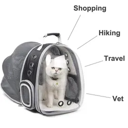 キャリア拡張可能な猫キャリアバックパックバッグポータブル透明スペースカプセルクリアトラベルペットテントキャリーバッグ小犬の猫ウサギのためのキャリーバッグ