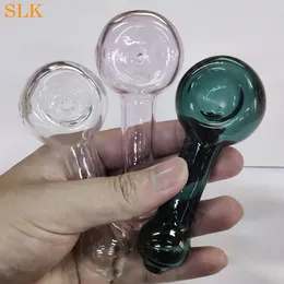Простой стиль мини-стеклянные бонги стеклянные курительные трубы 4,2 дюйма с твердым цветом ложки
