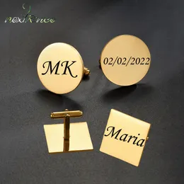Pins Brooches Nextvance Customized Engrave Name Date Cufflinks Stainless Steel Accessories Personalized Suit Business Style Man Jewelry Gifts 230704