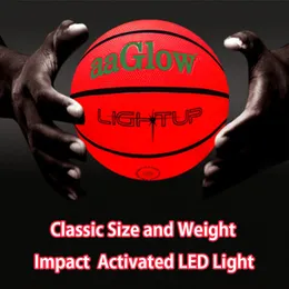 Ballen LED Basketbal Licht op Helder Streetball Klassiek Maat 7 Lichtgevende Basketbal Gloeiend voor Verjaardagscadeau 230703