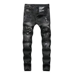 Ripped Men Jeans Rozmiar 28-42 Moda Czarnych Mężczyzn Skinny Distressed Denim Jeans Z Dziurami Zniszczone Marki Projektant Jean Spodnie J1807082030