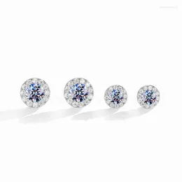 Stud Earrings All Moissanite Round Magnet Clasp S925 Sterling Silver GRA Certificate Wedding Fine Jewelry Drop