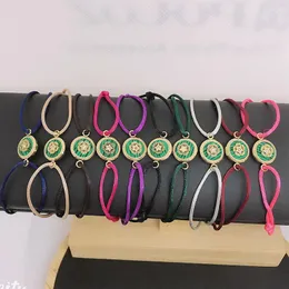 Charm Bracelets Simples Feito à Mão Corda Vermelha Fateama Pulseira Redonda Artificial Sintética Verde Malaquita E Aço Inoxidável em Forma de Pedra