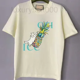 T-shirt da donna firmata Pineapple Cat T-shirt 260g Puro cotone manica corta Uomo e amanti Girocollo allentato Mezzo strano X62O