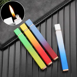 Gradient Mini Square Wheel Open Flame Lighter Refillable Gas Windproof Butane Lighter Cigarette Portable Gadget 60DFNo Gas