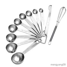 Herramientas de medición Juego de cucharas medidoras de acero inoxidable Juego de cucharas integradas de utensilios para hornear Cuchara batidora. R230704