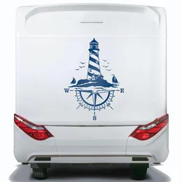 Feeding Camping Rv Caravan Lighthouse Comb of the Winds Compass Car Suv 4x4 Offroad Decal Sticker Vinyl Vehicle Decor