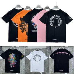 Camisas femininas de verão soltas em forma de cruz com estampa de ferradura Marca Ch Letras Roupas T-shirt Luxos T Casual Algodão Puro Mulher Top Manga Curta