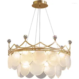 Lampade a sospensione Lampadario a LED nordico Lampada a corona Decorazione per la casa Cristallo per soggiorno Camera da letto Sala da pranzo AC85-265V