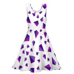 Fritidsklänningar 3D Strandkjol Temperament Geometriskt mönster Damtopp sommar ärmlös klänning rund hals A-formad 2023